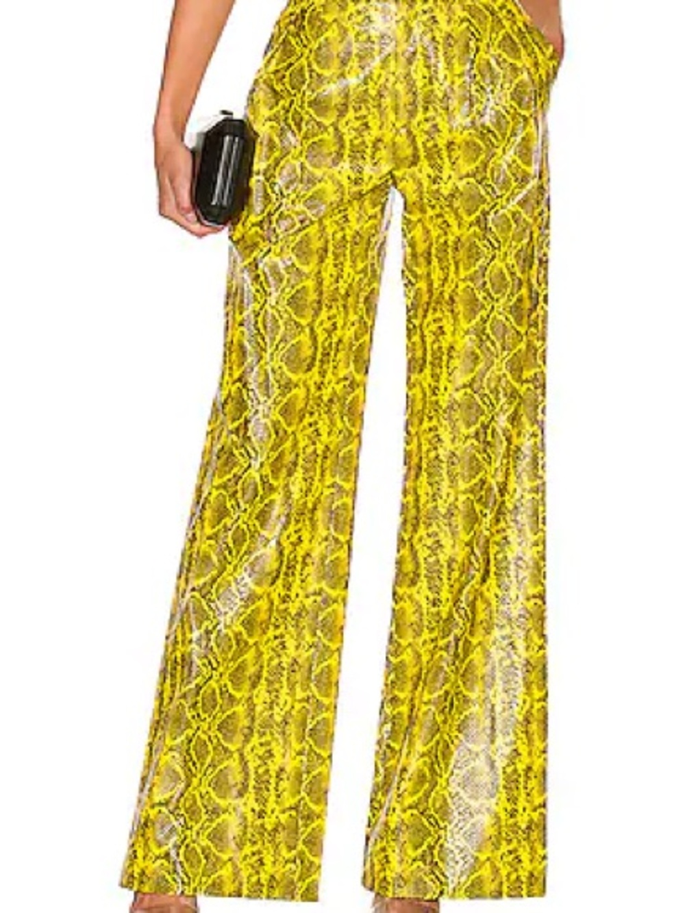 Alice + Olivia Vibrant Yellow Snake-Print Wide Leg Pants